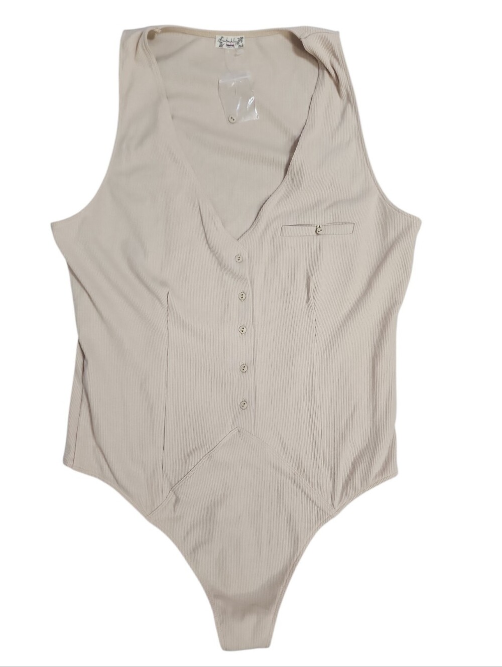 Free People Intimately Strictly Business Bodysuit in Tan NWOT Size XL